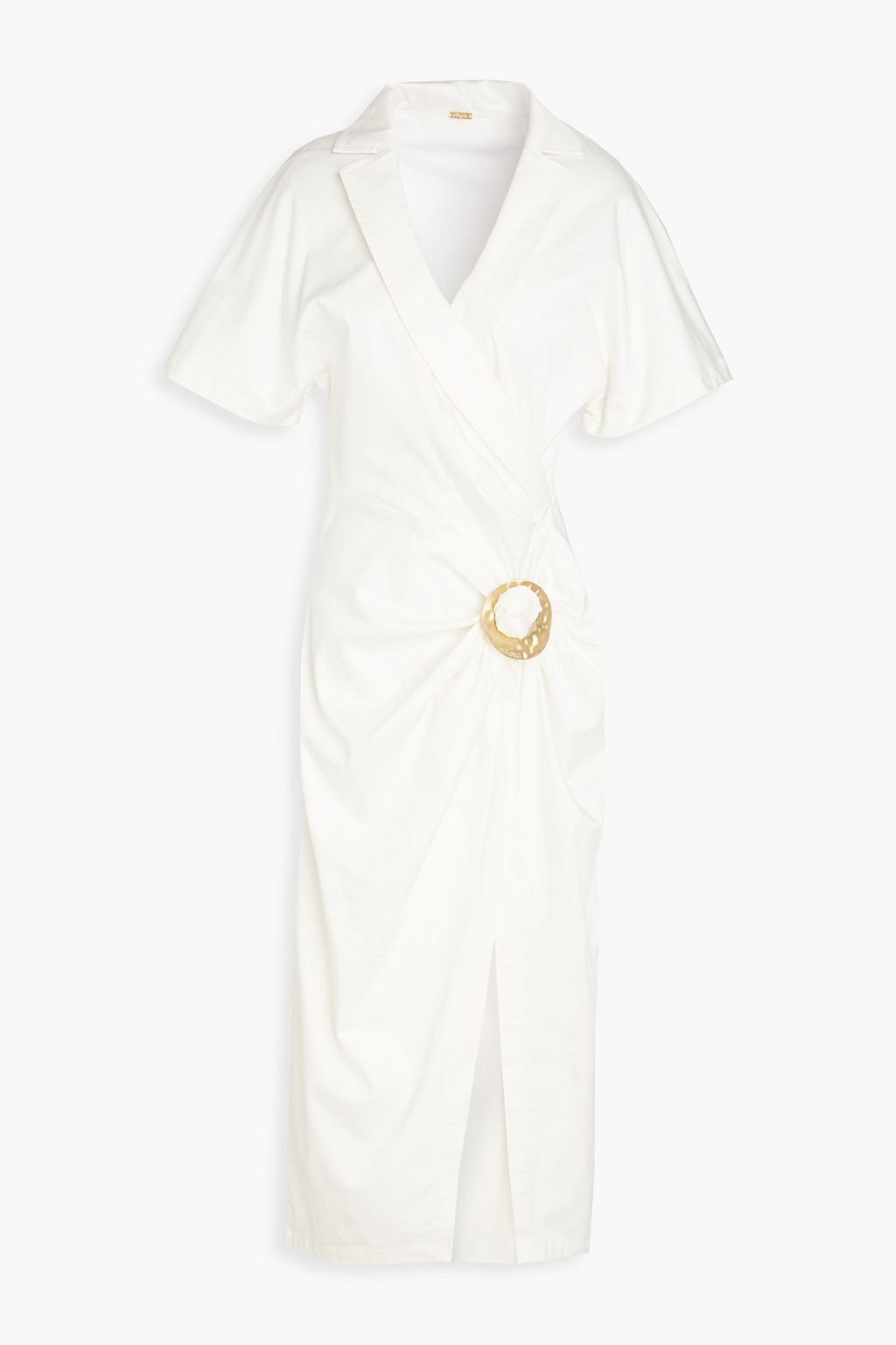 Платье миди Calista из поплина с эффектом запаха и декором CULT GAIA, белый