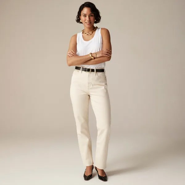 Классические прямые джинсы цвета экрю J.Crew, экрю