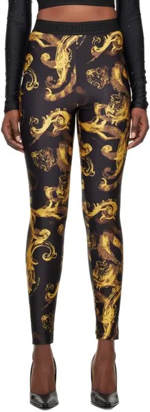 Черные леггинсы от кутюр с акварелью Versace Jeans Couture