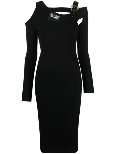 Versace Jeans Couture платье миди с вырезами и пряжкой Baroque, черный