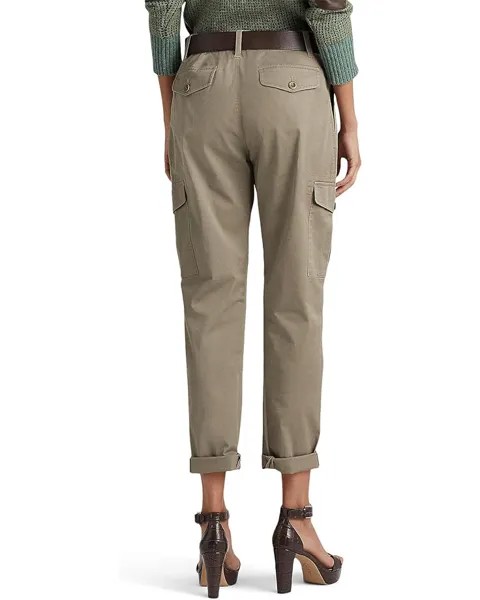 Брюки LAUREN Ralph Lauren Petite Micro-Sanded Twill Cargo Pants, цвет Muted Moss