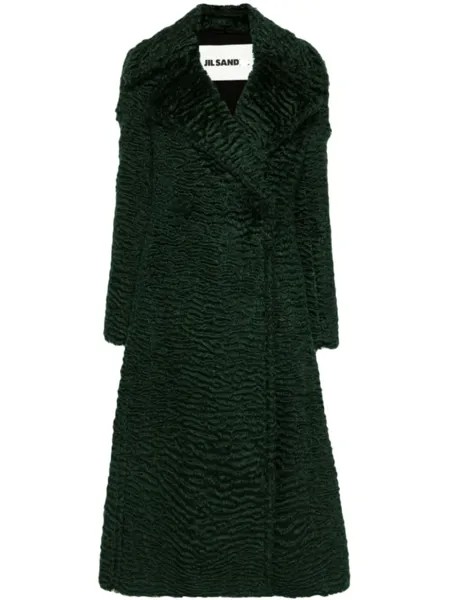 Jil Sander шуба с поясом, зеленый