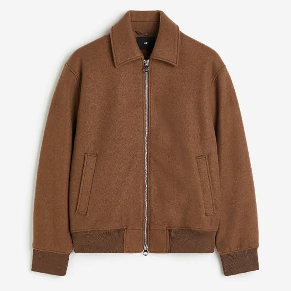 Куртка H&M Regular Fit Wool-blend, темно-коричневый