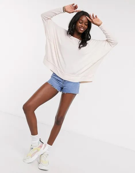 Бледно-розовый лонгслив Free People-Серый