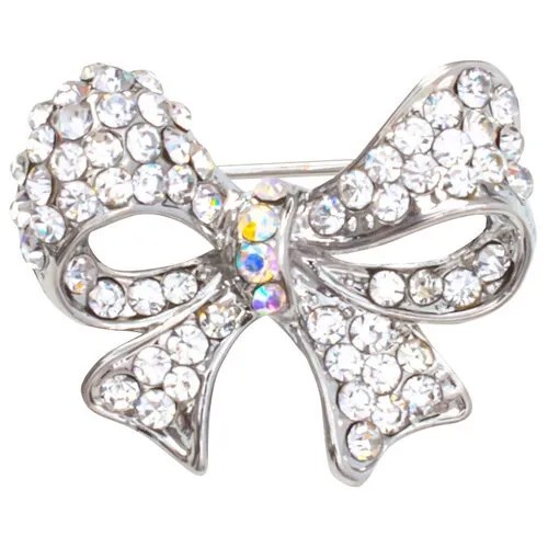Брошь WowMan Jewelry, кристалл, серебряный