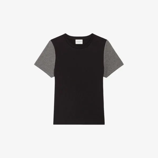 Хлопковая футболка tomette с круглым вырезом и контрастными рукавами Claudie Pierlot, цвет divers