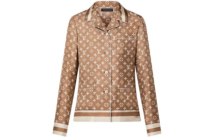 Рубашка женская Louis Vuitton с логотипом, коричневый / белый