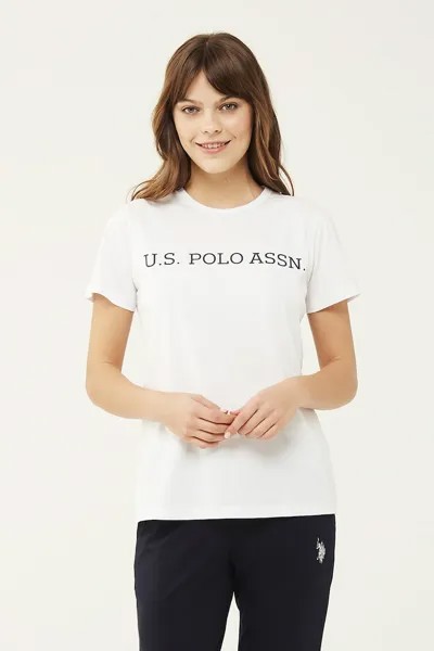 Футболка из домашнего хлопка с логотипом U S Polo Assn , белый