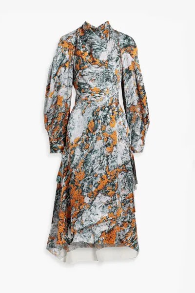 Платье макси из шелкового крепа с асимметричным принтом 3.1 Phillip Lim, оранжевый