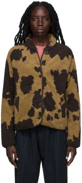 Коричнево-коричневая пляжная куртка из флиса из шерпы Светло-бежевого цвета YMC