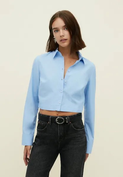 Рубашка Short Poplin Stradivarius, цвет light blue