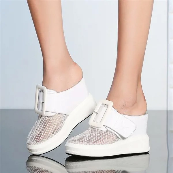 Туфли-лодочки женские из коровьей кожи, криперы, высокий каблук, круглый носок, римские сандалии, летние кроссовки, сланцы, танкетки на платф...
