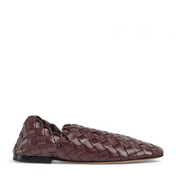 Слиперы BOTTEGA VENETA Intreccio leather slippers, коричневый