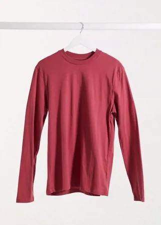 Красный лонгслив с круглым вырезом ASOS DESIGN