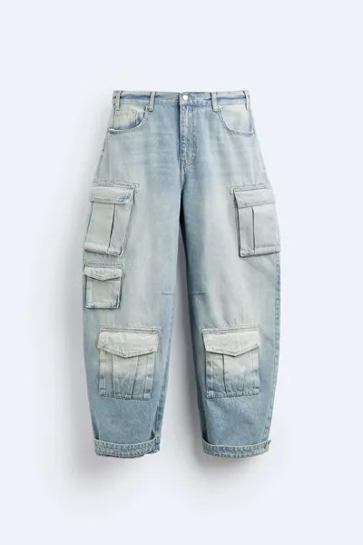 Джинсы Zara Utility Cargo, синий