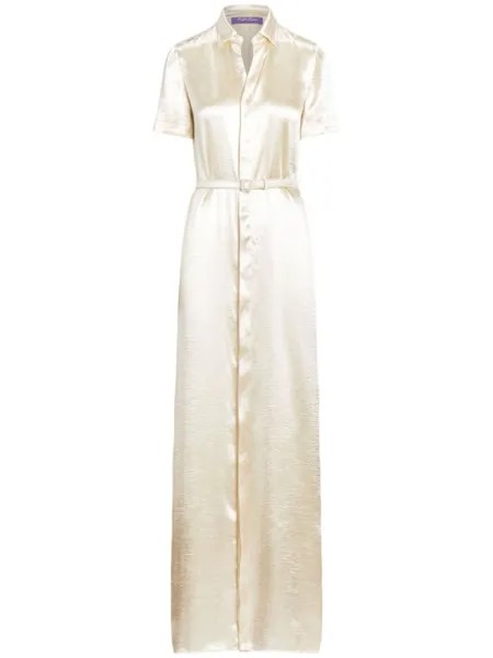 Ralph Lauren Collection атласное платье-рубашка, нейтральный цвет