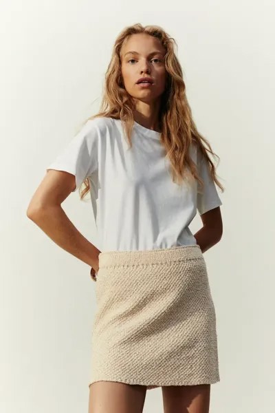 Блестящая юбка рельефной вязки H&M, бежевый