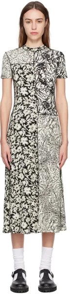 Белое платье миди с цветочным принтом Off-White & Black Proenza Schouler White Label