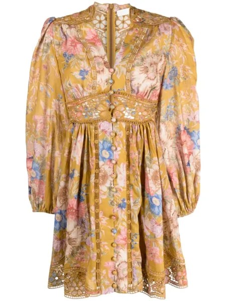 ZIMMERMANN платье мини August Plunge, желтый