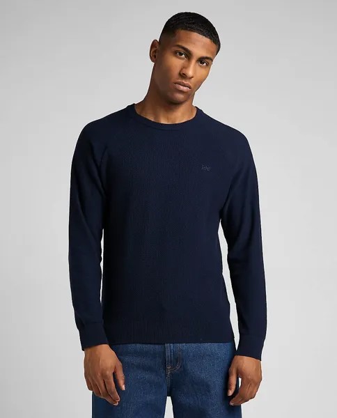 Мужской свитер темно-синего цвета с круглым вырезом Lee, темно-синий