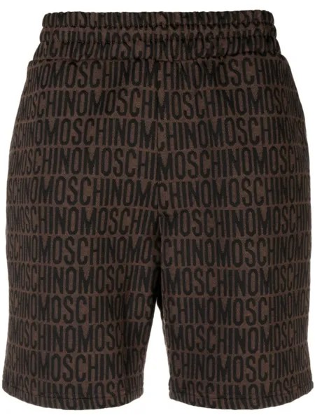 Moschino спортивные шорты с монограммой, коричневый