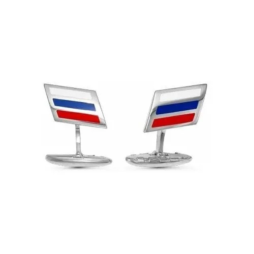 Запонки серебро флаг России квадратные Серебро оксидированное Б9308600