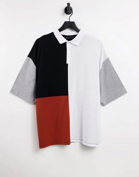 Свободное разноцветное поло в стиле колор-блок ASOS DESIGN-Разноцветный