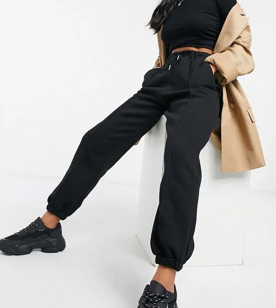 Черные oversized-джоггеры с зажимами ASOS DESIGN Petite-Черный