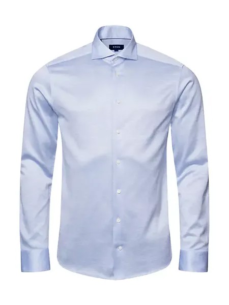 Роскошная трикотажная рубашка узкого кроя размера King Eton, синий