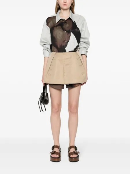 Короткие шорты со складками sacai, бежевый