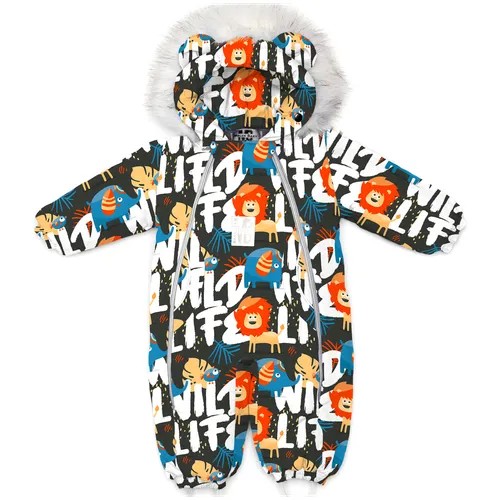 Комбинезон детский зимний. Malek Baby. Львята + синие слонята, 263ш/2 (80 см)