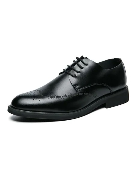Milanoo Men's Brogue Oxfords Dress Shoes in Black