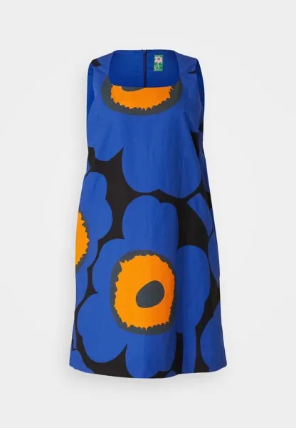 Дневное платье Kestit Unikko Dress Marimekko, черное/синее/оранжевое