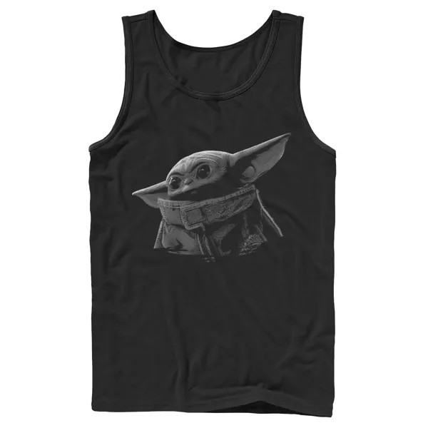 Мужская майка Star Wars The Mandalorian The Child aka Baby Yoda Black and Grey Portrait Tank