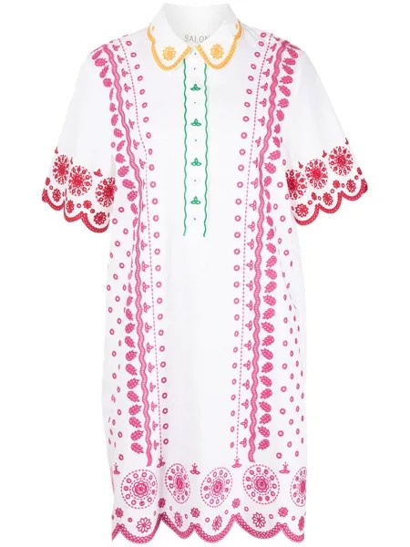 Saloni платье-рубашка с фестонами