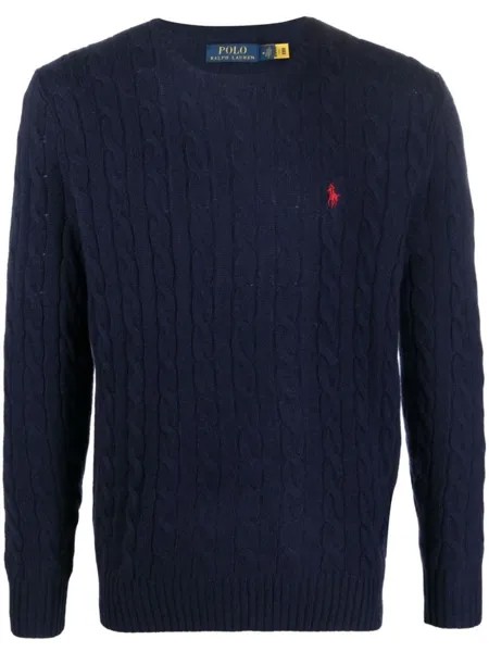Polo Ralph Lauren вязаный джемпер с вышитым логотипом, синий
