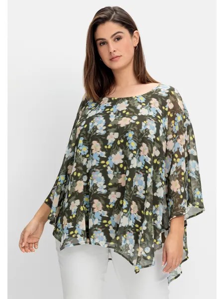 Туника sheego Chiffon, цвет dunkeloliv gemustert