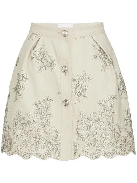Giambattista Valli жаккардовая юбка мини с завышенной талией, нейтральный цвет