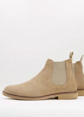 Замшевые ботинки-челси песочного цвета в стиле casual Silver Street-Светло-бежевый цвет