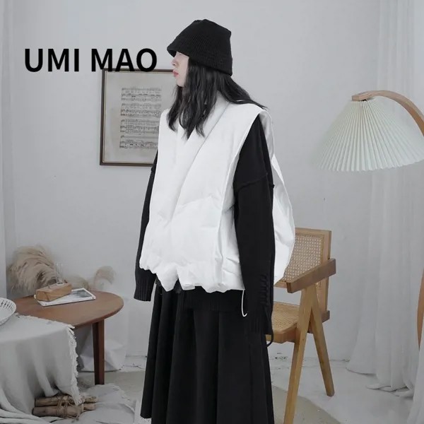 Женский пуховой жилет UMI MAO, новинка зимы 2022, без рукавов, 90%, бархатный дизайн, разборка, нестандартный свободный японский модный жилет Y2K