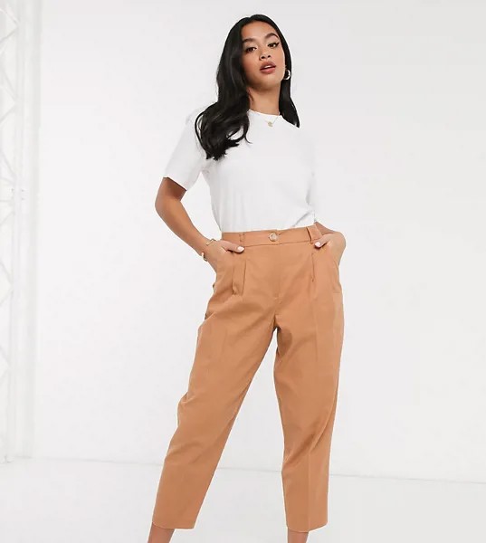 Льняные брюки в винтажном стиле ASOS DESIGN Petite-Neutral