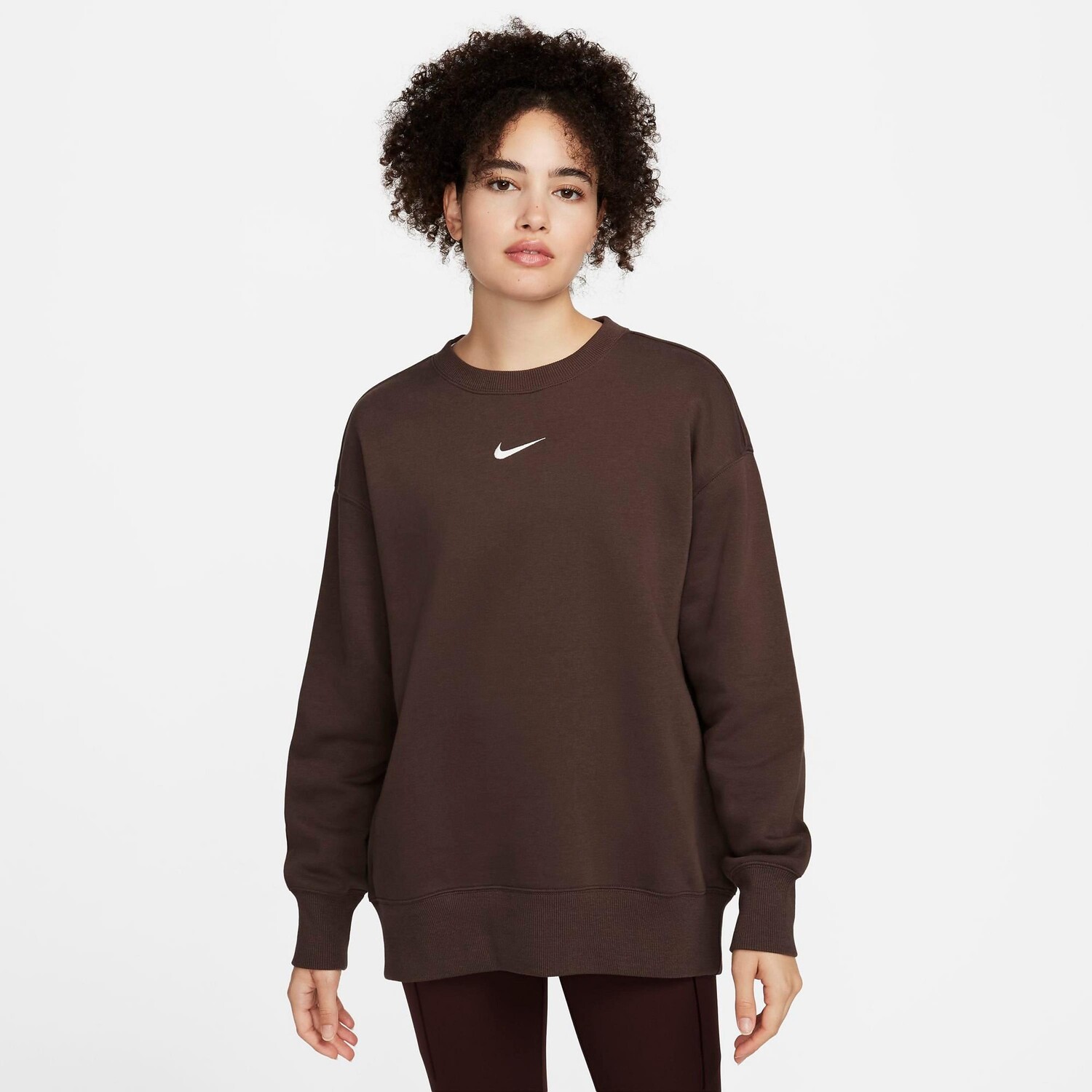 Женский свободный свитшот с круглым вырезом из флиса Nike Sportswear Phoenix, коричневый