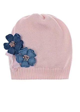 Розовая шапка с синими цветами Catya детская