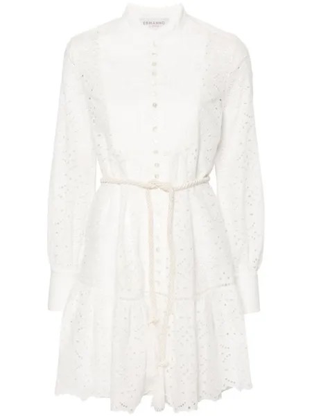 Платье-рубашка с поясом Broderie anglaise ERMANNO FIRENZE, белый