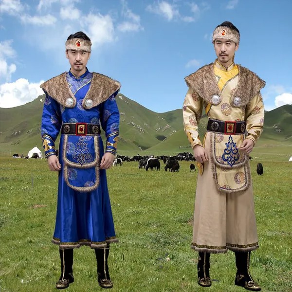 Новая монгольская одежда для мужчин, Национальный танцевальный костюм для пастбища, сценических выступлений, народный костюм Азии