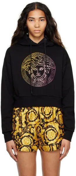 Толстовка с капюшоном Medusa черного цвета с кристаллами Versace Underwear