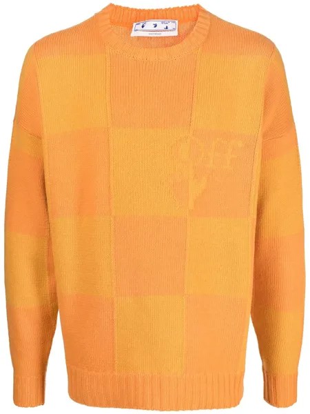 Off-White джемпер в шахматную клетку с логотипом