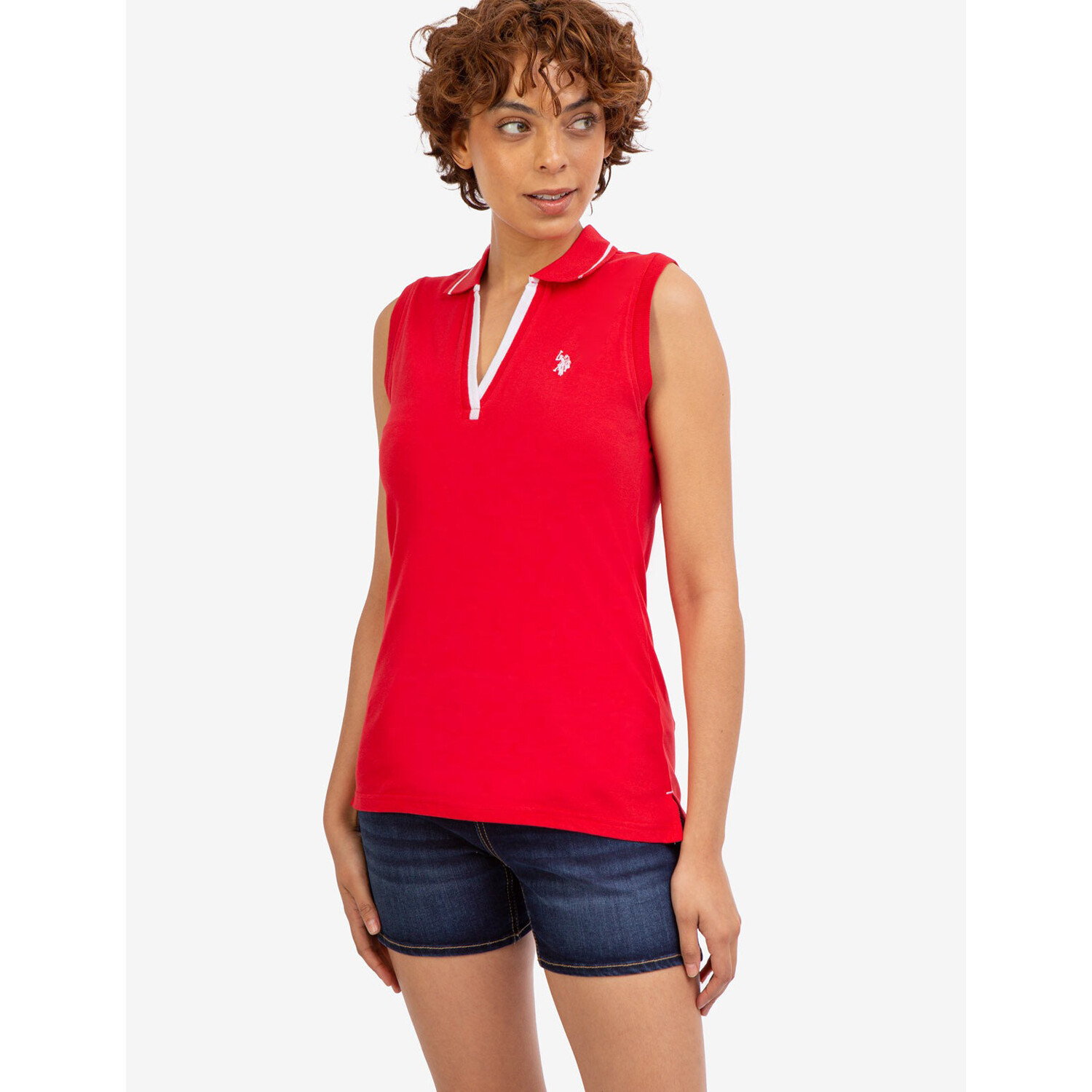 Футболка-поло U.S. Polo Assn. Open Placket Sleeveless, красный