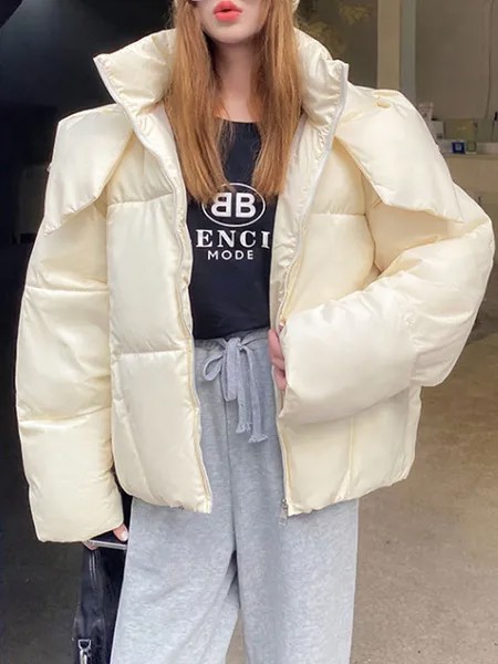 Milanoo Puffer Coats For Women Rose Wind Proof Warmth Preservation Long Sleeves Winter Outerwear