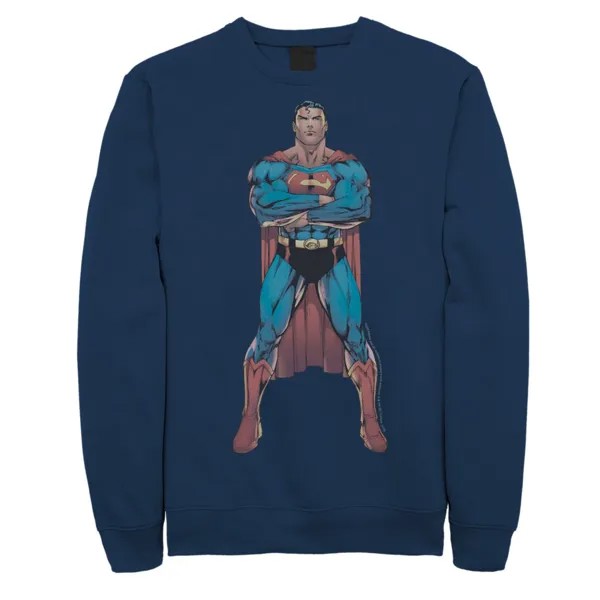 Мужская толстовка с плакатом и плакатом в стиле комиксов Superman Power Stance, Blue DC Comics, синий